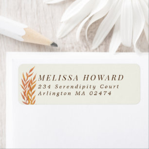 Étiquette Orange Leafy Branches Adresse de retour