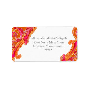 Étiquette Orange moderne de mandarine de coeur de Flourish