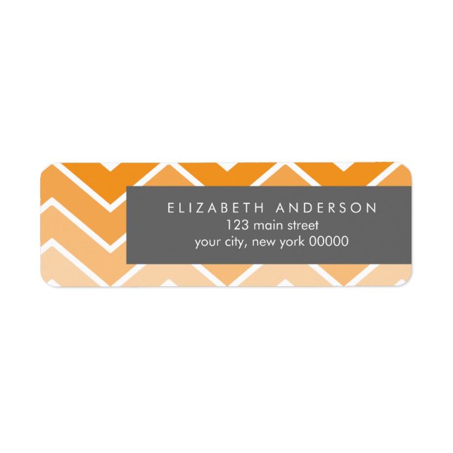Étiquette Orange Ombre Zig Zag Chevron Motif (Devant)