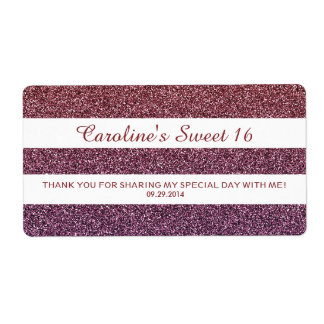 Étiquette Orange Purple Ombre Parties scintillant Sweet 16 B