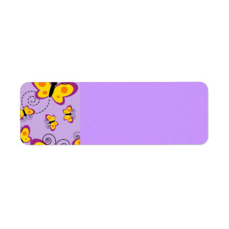 ÉTIQUETTE ORANGE YELLOW PURPLES BUTTERFLIS CARTOON CUTE CHE