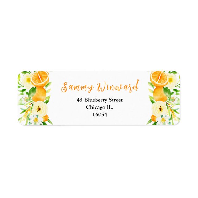 Étiquette Oranges and Foliage Baby Shower (Devant)