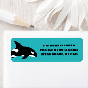 Étiquette Orcas Killer Whales Turquoise Blue Adresse de reto
