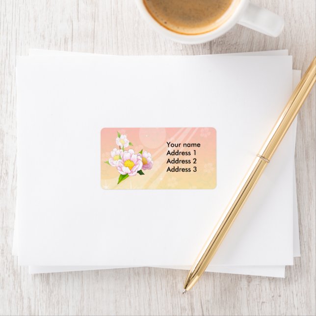 Étiquette Orchidée de papillon rose (En situation)