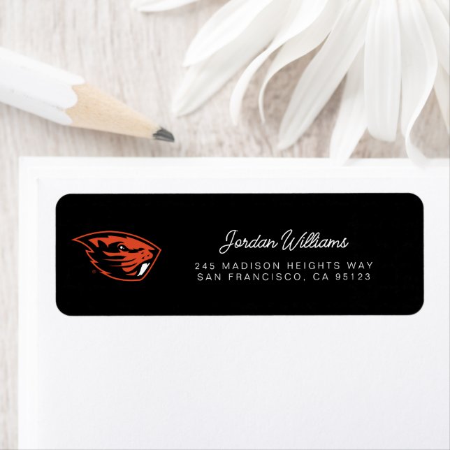 Étiquette Oregon State Beavers | Tête de castor (En situation)