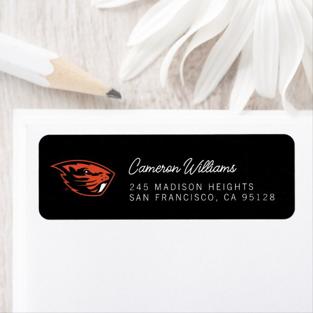 Étiquette Oregon State Beavers | Tête de castor (En situation)