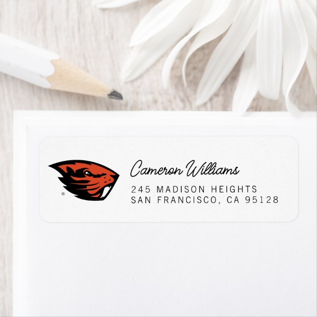 Étiquette Oregon State Beavers | Tête de castor (En situation)