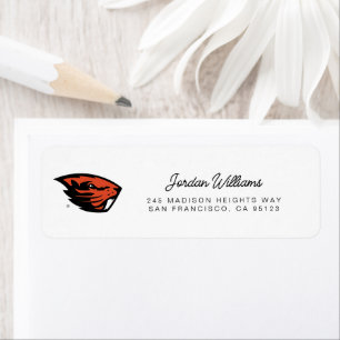 Étiquette Oregon State Beavers   Tête de castor