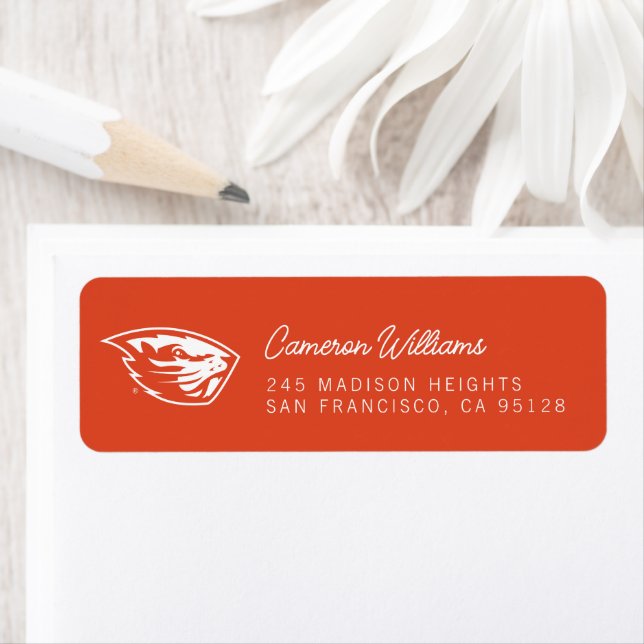 Étiquette Oregon State Beavers | Tête de castor (En situation)