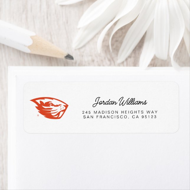 Étiquette Oregon State Beavers | Tête de castor (En situation)