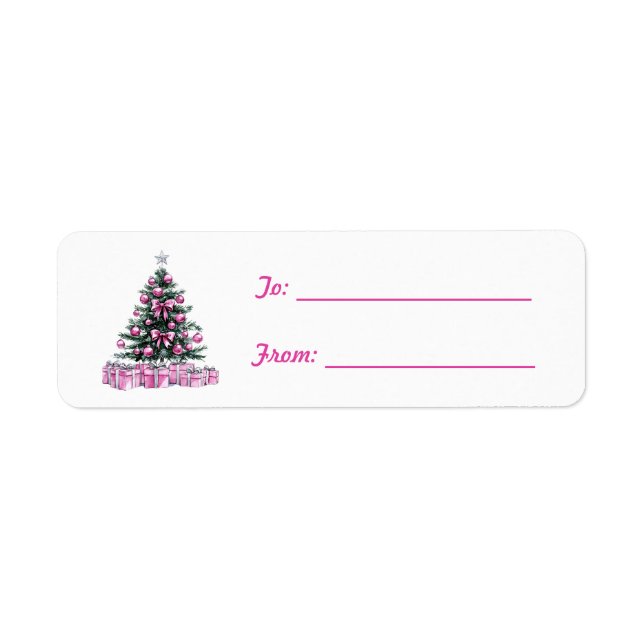 Étiquette Ornement arc rose joli Noël (Devant)