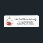Étiquette  Ornement de Noël Floral moderne Adresse de retour<br><div class="desc">Étiquettes d'adresse de retour de l'ornement de Noël floral moderne. Cartes de Noël assorties disponibles.</div>