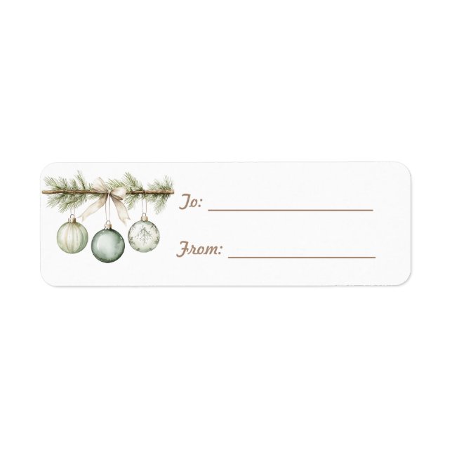 Étiquette Ornements de branche de pin vert Noël (Devant)