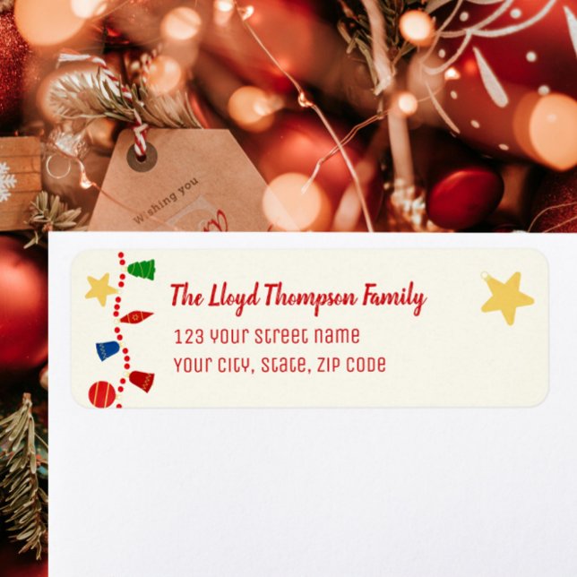 Étiquette Ornements de Noël rétro Whimsy (Vintage Christmas ornaments return label)