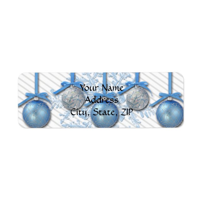 Étiquette Ornements de Parties scintillant bleues et argenté (Devant)