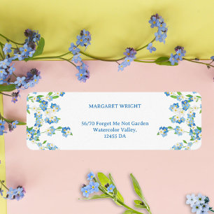 Étiquette Oubliez-moi pas Aquarelle Bleu et Mariage blanc