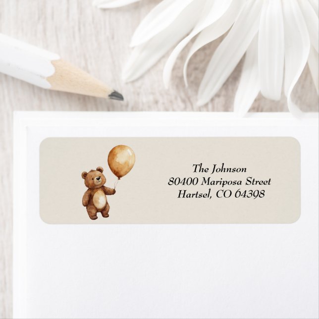 Étiquette Ours Ballons Nuages Attendre Baby shower Bearly (En situation)