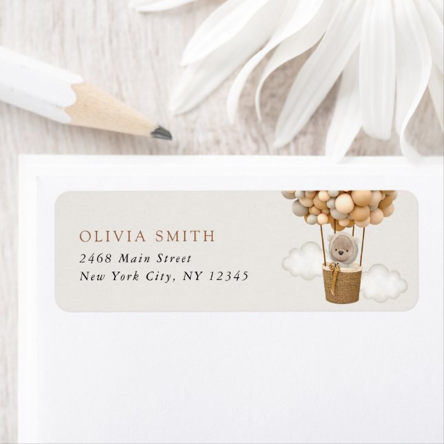 Étiquette Ours, Balloons Beiges, Balloon À Air Chaud, Baby s (En situation)