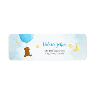 Étiquette Ours en peluche avec baby shower à ballon