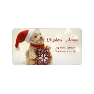 Étiquette Ours en peluche,Chapeau de Père Noël,Ornement de N