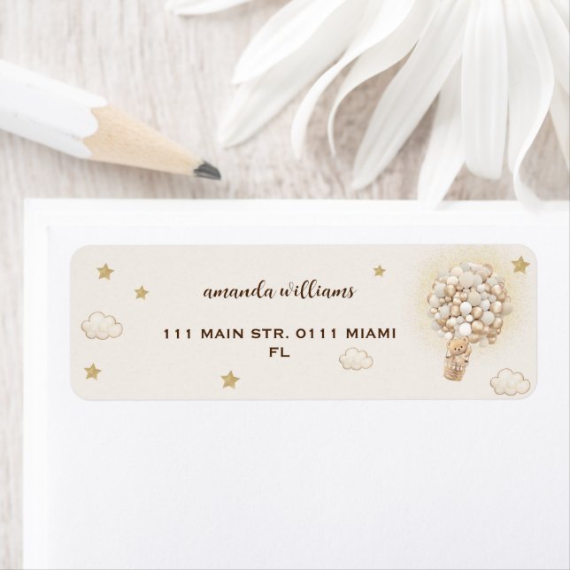 Étiquette Ours en peluche dans les montgolfières sans distin (En situation)