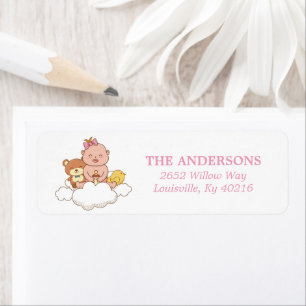 Étiquette Ours en peluche fille nuage adresse de retour