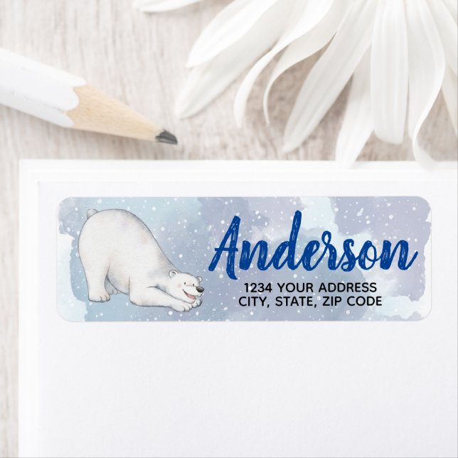 Étiquette Ours polaire de neige d'hiver (En situation)