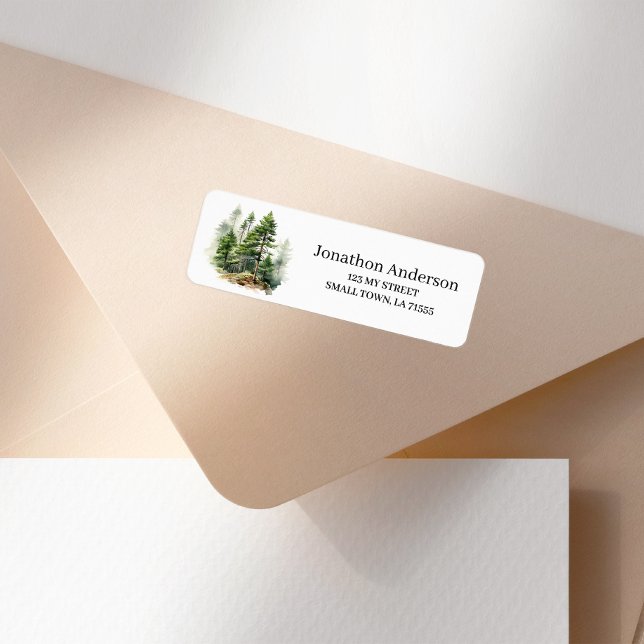 Étiquette Outdoors Pine Tree Woods Address Label (Créateur téléchargé)