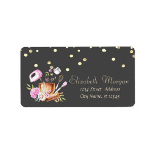 Étiquette Outils de boulangerie Fleurs Confettis en feuille