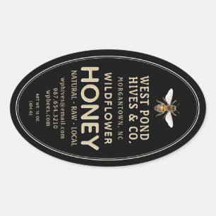 Étiquette Oval Queenline de miel Jar avec abeille