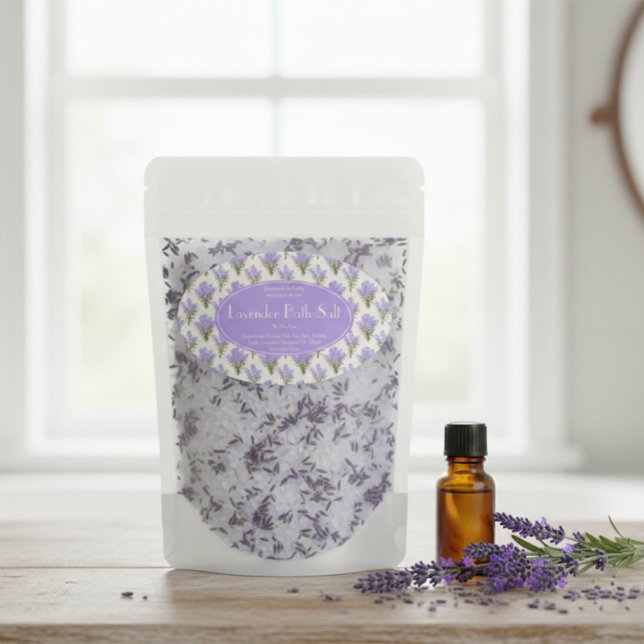 Étiquette ovale de sels de bain à la lavande (Créateur téléchargé)