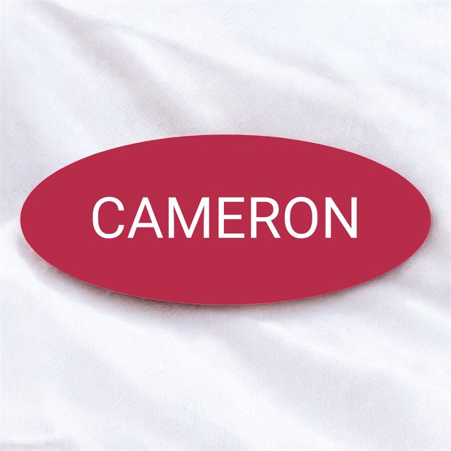 Étiquette ovale rouge foncé avec nom, épingle ou a (MISOOK Magnetic Oval Name Tag Dark Red)