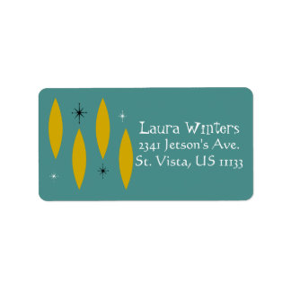 Étiquette Ovales modernes du milieu du siècle, Starburts, Or