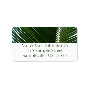 Étiquette Overlapping Palm Fronds Tropical Green Abstract