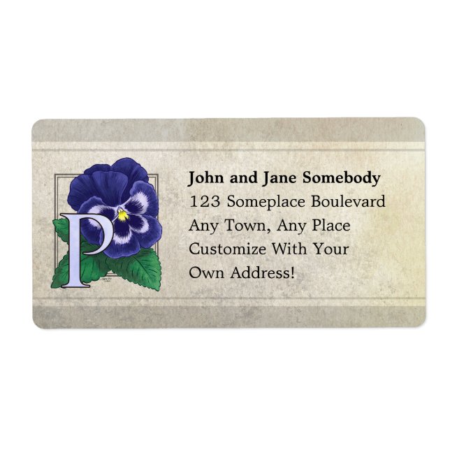 Étiquette P pour le monogramme de fleurs de sansy (Devant)