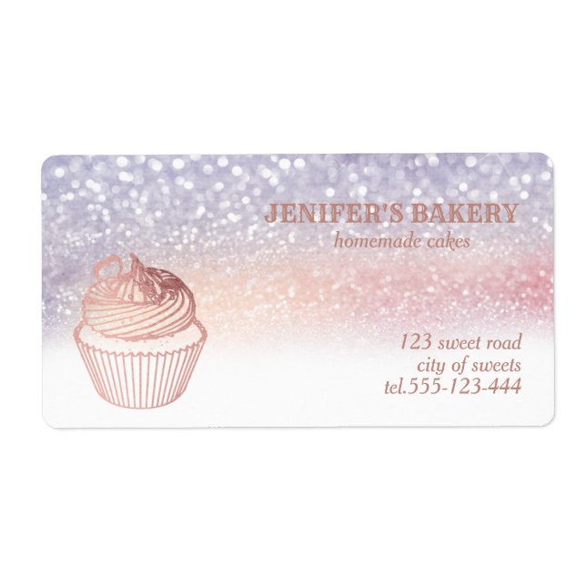 Étiquette Packaging rose gold pour cupcakes et friandises fa (Devant)