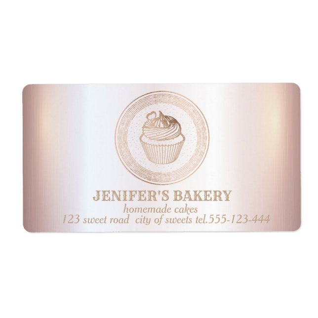 Étiquette Packaging rose gold pour cupcakes et friandises fa (Devant)