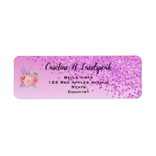 Étiquette Pailleté rose, Roses argentées roses Douce 16