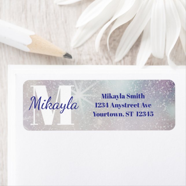 Étiquette Paillettes argentées avec étoiles (En situation)