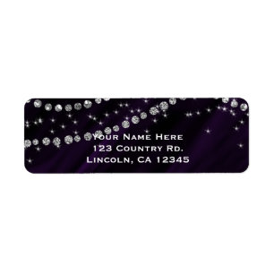 Étiquette Paillettes de luxe diamant violet et argent