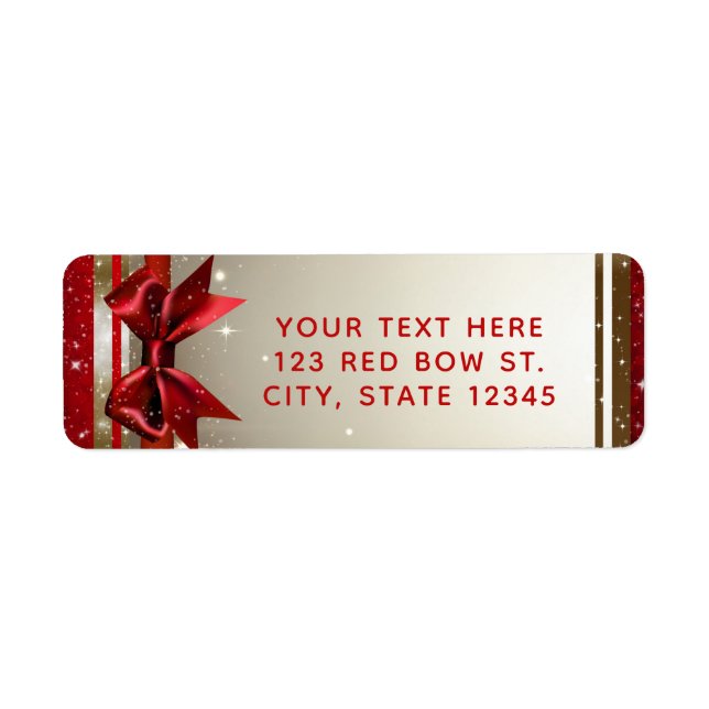 Étiquette Paillettes dorées Ruban rouge Élégant Glamour Fête (Devant)