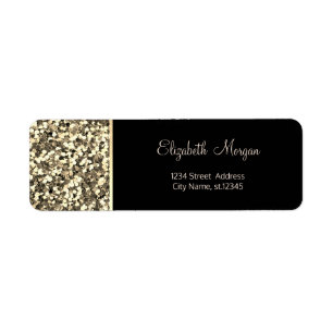 Étiquette Paillettes dorées, simple, noir