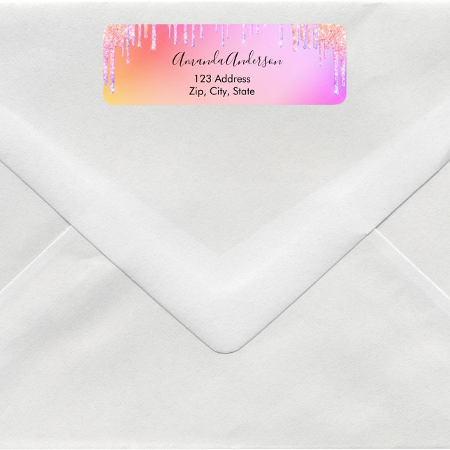 Étiquette Paillettes holographiques gouttes licorne adresse  (Créateur téléchargé)