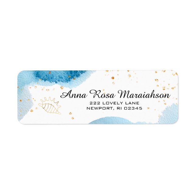 Étiquette *~*Paillettes Océan Or Nautilus Plage COQUILLE DE  (Devant)