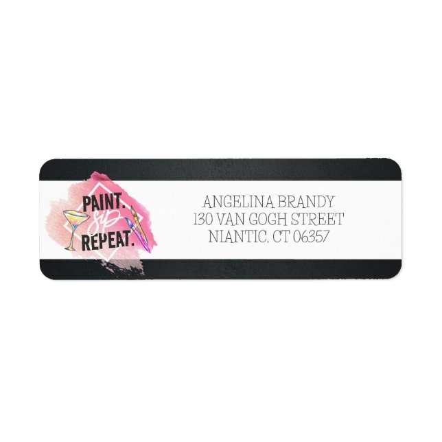 Étiquette Paint & Sip Chalkboard Bachelorette Adresse de ret (Devant)