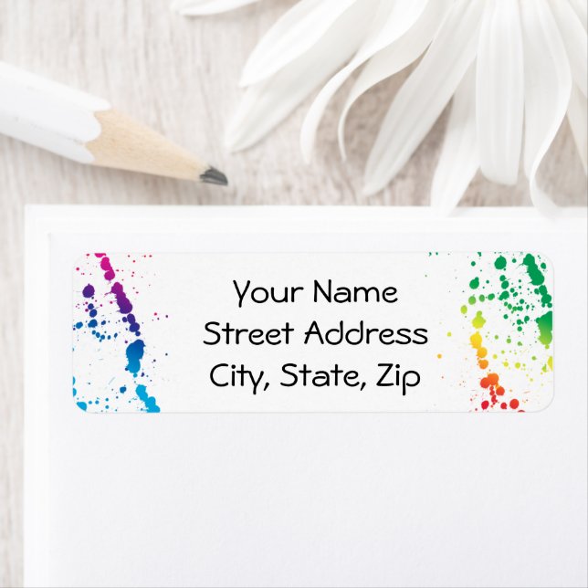 Étiquette [Paint Splatter] Artiste Abstrait moderne Blanc (En situation)