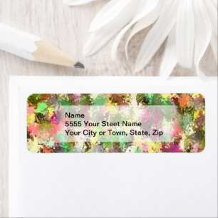 Étiquette Paint Splatter Automne Couleur Feuilles Abstraits