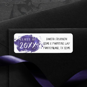 Étiquette Painted Grad   Violet Purple Brushstroke Address