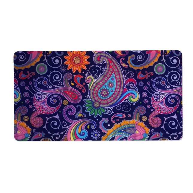 Étiquette Paisley violet rose (Devant)