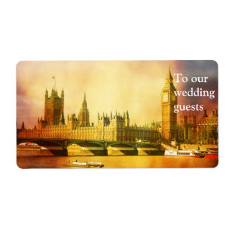 Étiquette Palais de Westminster et pont avec Big Ben
